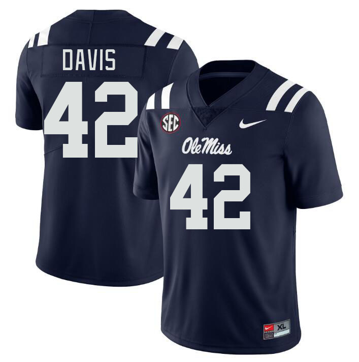 Ole Miss Rebels #42 Dylan Davis College Football Jerseyes Stitched Sale-Navy